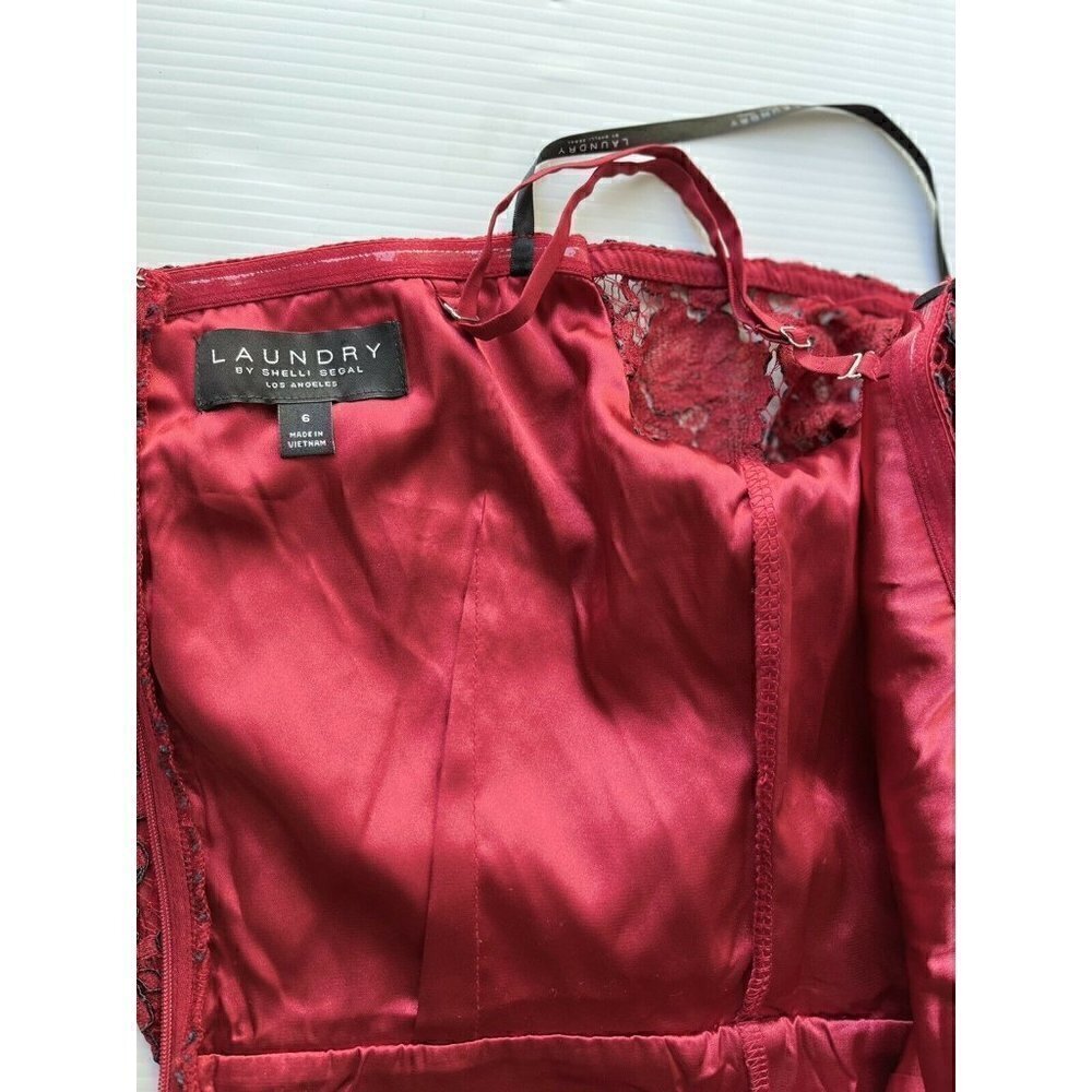Laundry by Shelli Segal Women Red Peplum Lace Off-the-shoulder Cocktail Dress 6 - Picture 9 of 10
